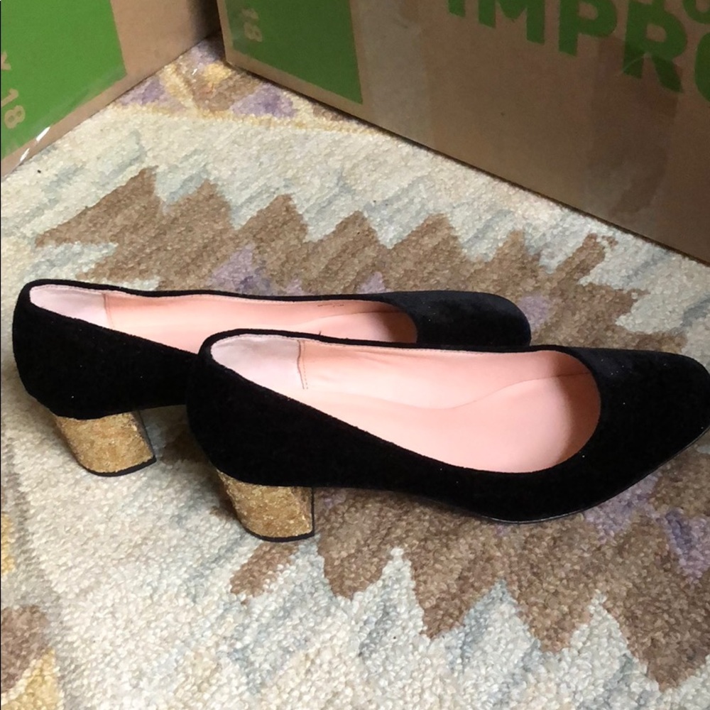 Brand new black velvet kitten heels - kate spade